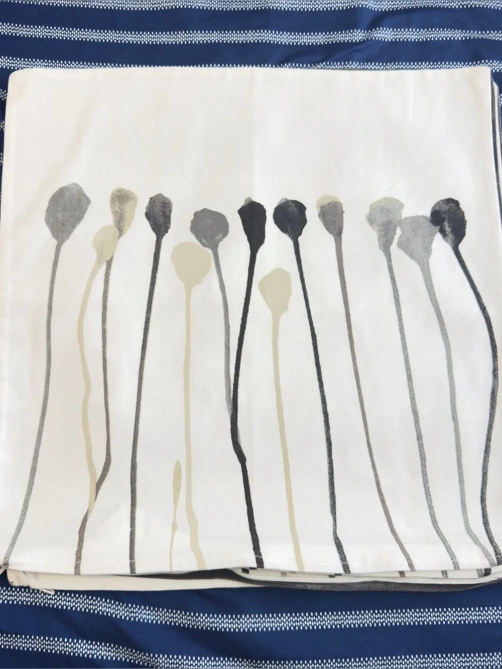 IKEA White  with Black and Beige Abstract Stem Print Cushion Cover Set